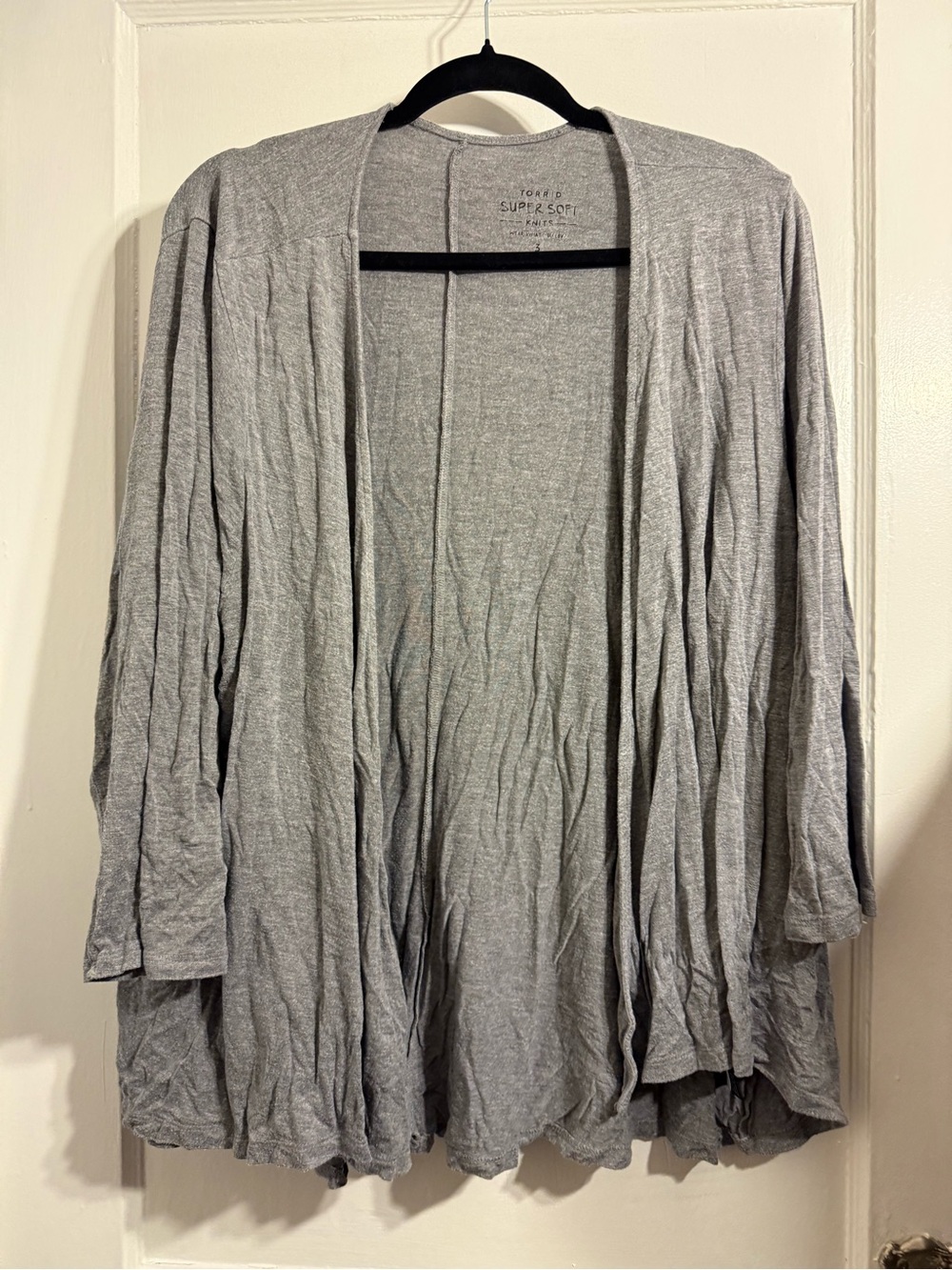 torrid Light Gray Open-Front Draped Cardigan